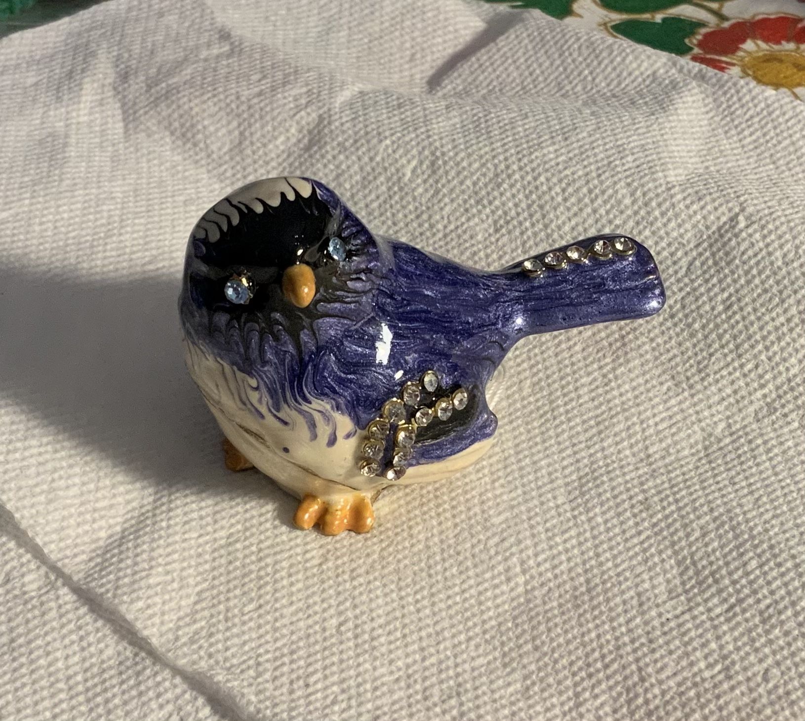 Enamel Bird Trinket Box