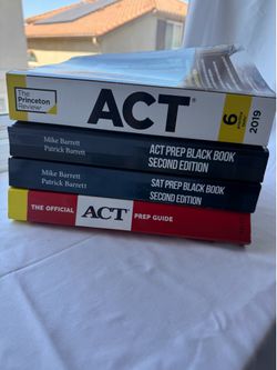 SAT & ACT Test Prep Book Bundle. Includes SAT Prep Black Book, ACT Prep Black Book, Official ACT Prep Guide, and Princeton Review ACT Prep. Good condi