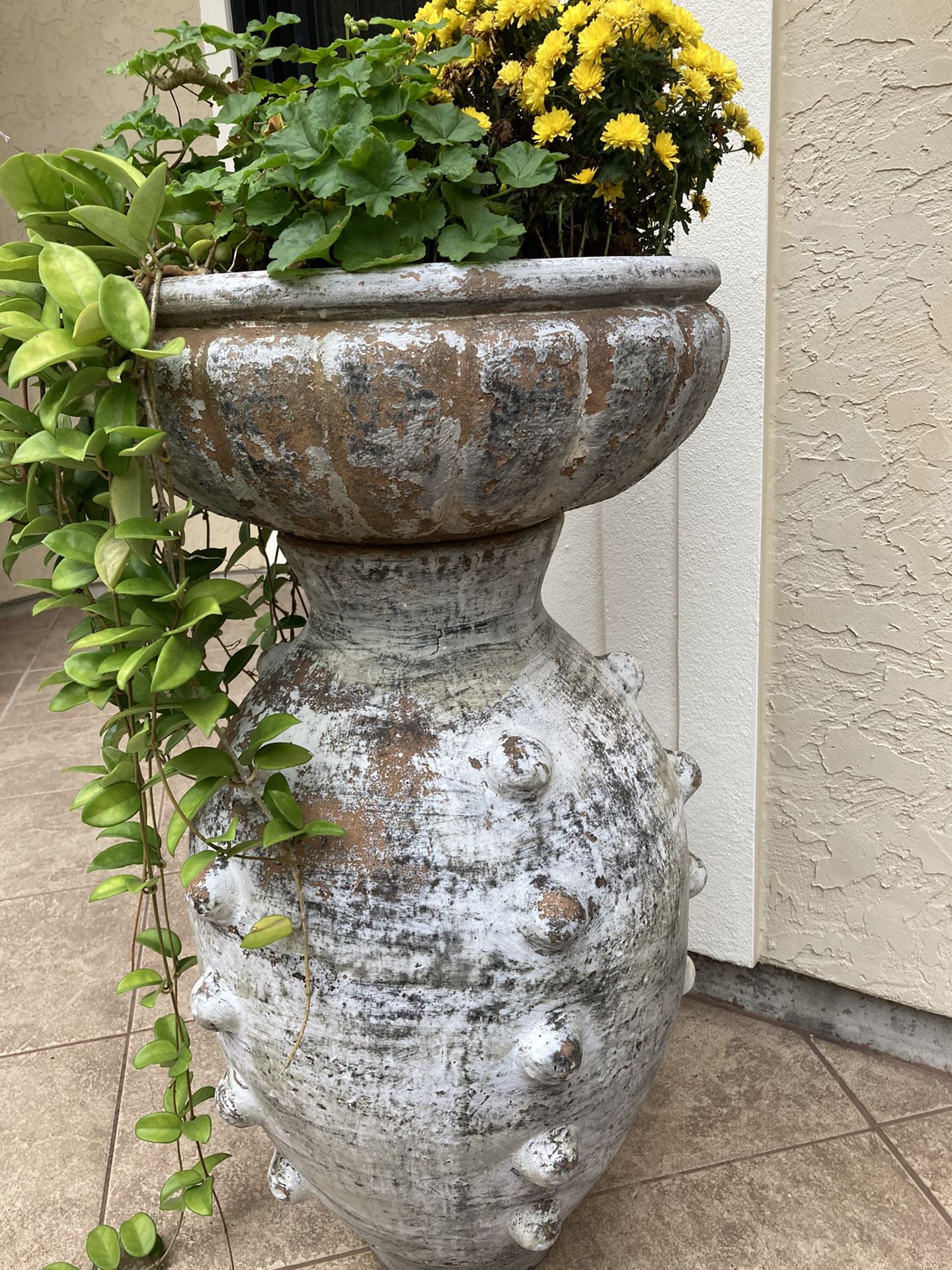 2 large planters pot with flowers