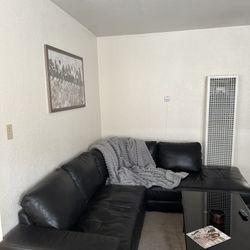 Black Leather “L” Couch - Price Negotiable