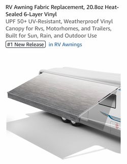 RV Awning Fabric Replacement, 20.8oz Heat-Sealed 6-Layer Vinyl UPF 50+ UV-Resistant, Weatherproof Vinyl Canopy for Rvs, Motorhomes, and Trailers, Buil