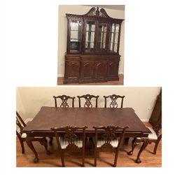 Dining Room Set With Table, 7 Chairs And breakfront