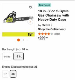 Ryobi chainsaw model RY3818 - BRAND NEW