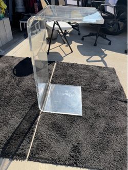 Modern Clear Acrylic Lucite Waterfall Side Table / End Table