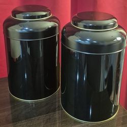 2 Europa Food Grade Black Canisters With Lids
