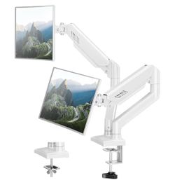 Dual Monitor Arm Desk Mount Fits 13 to 32 inch Computer Screens, Holds 4.4 to 22lbs Display VESA Mount, Adjustable Double Monitor Stand with Clamp/Gro