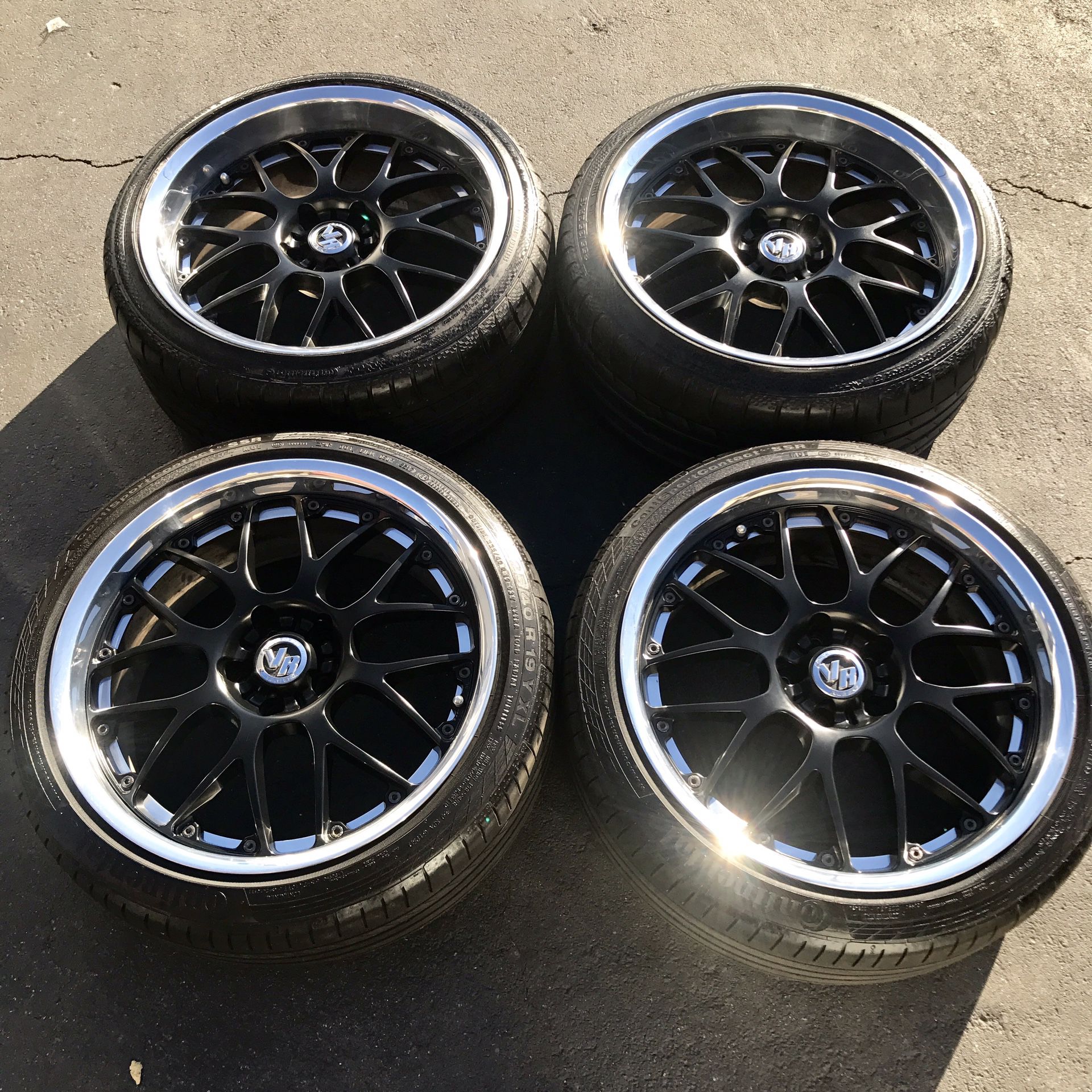 19” Infiniti G37 Volk Racine Rays Eng wheels 19 inch black rims 2 piece wheels continental Infiniti