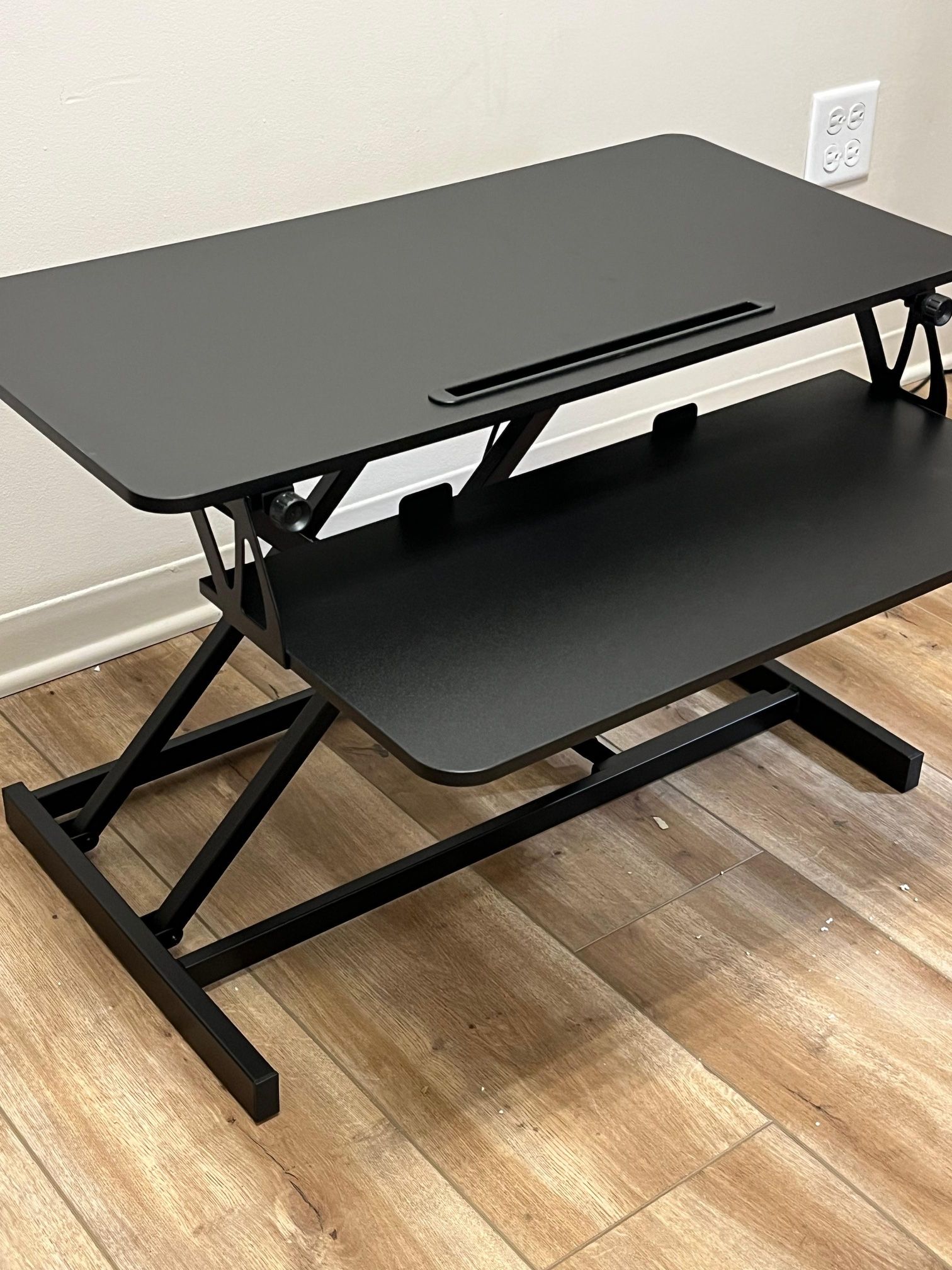 FEZIBO Adjustable Height Standing Desk Converter for Dual Monitor, Black Finish, 32