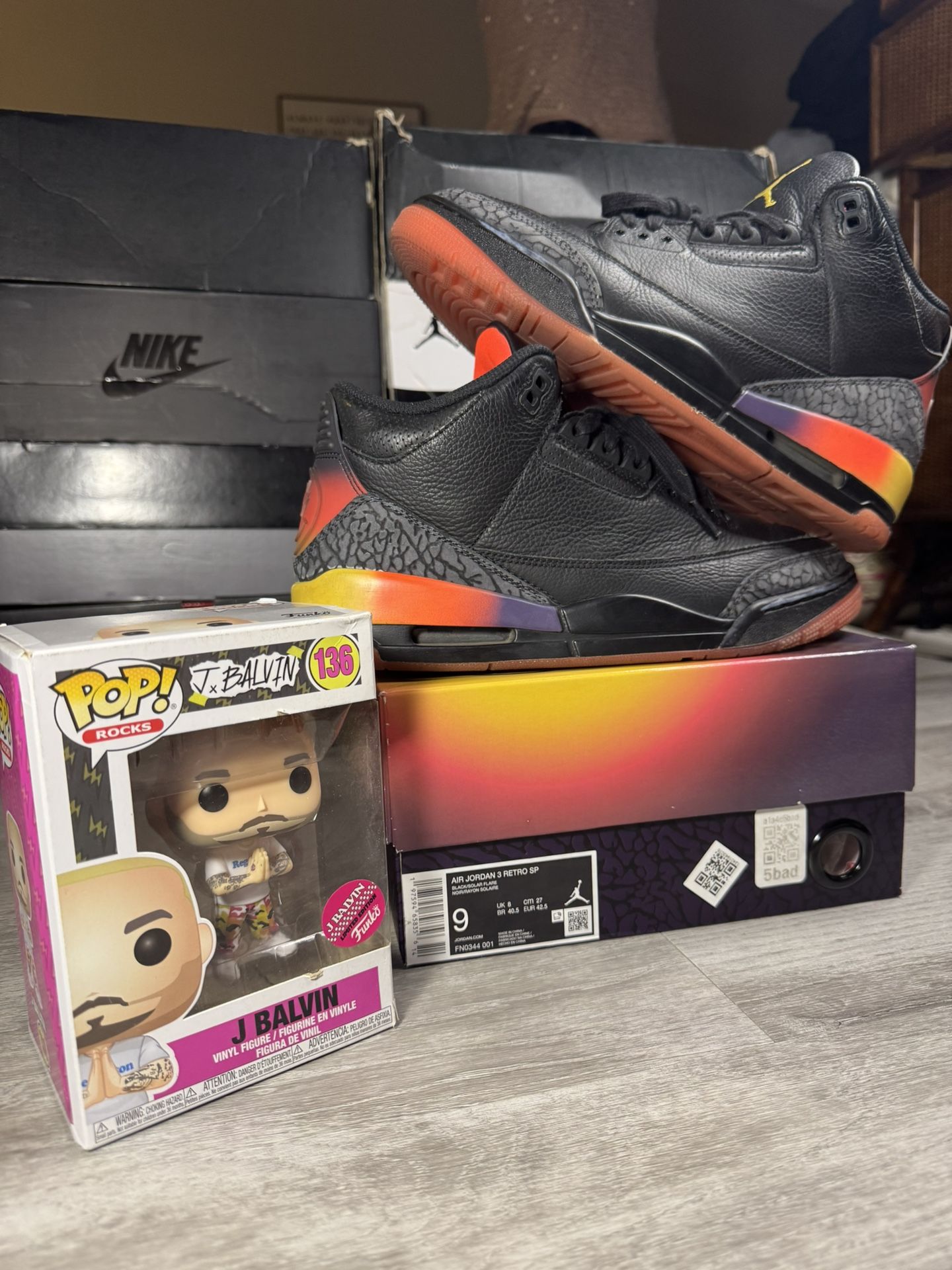Size 9 - J. Balvin x Nike Air Jordan 3 Retro Rio Excellent Conditon