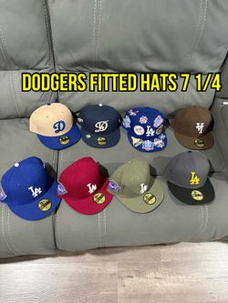 MLB new era Los Angeles dodgers blue Burgundy olive green grey tan brown patches reg 59fifty fitted hats size 7 1/4