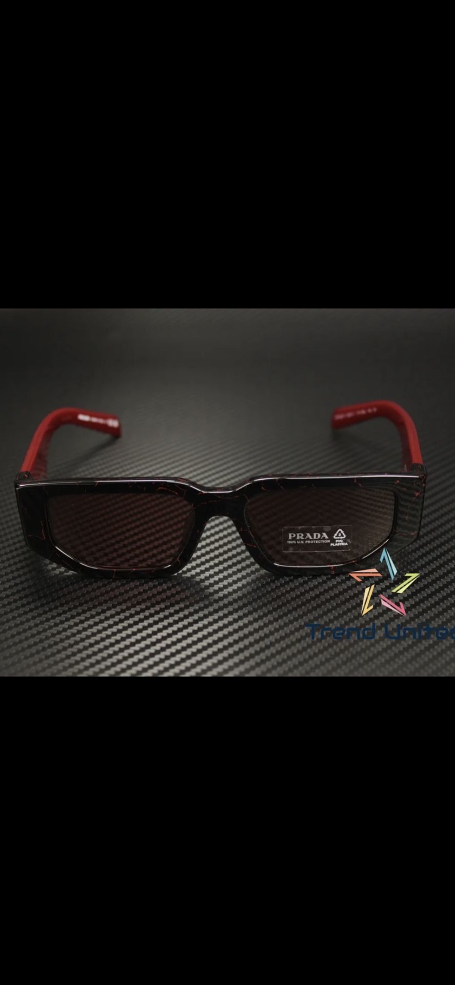 PRADA PR 09ZSF 11F08S Black Etruscan Marble Dark Violet 55 mm Men's Sunglasses