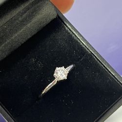 14K White Gold Solitaire Natural Diamond Ring 