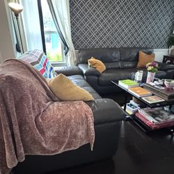 Set Of Imitation Leather Couches (2) - Cheap Used