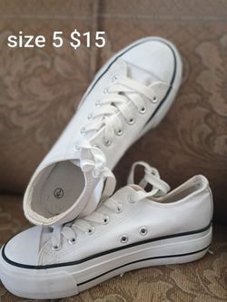 White Low-Top Canvas Sneakers Size 5