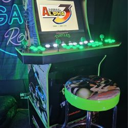 Retro TMNT Arcade1up Cabinet With Over 15,000 Video Games and Matching Stool