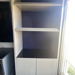 Tall Grey Lacquer Cabinet W/ Granite Shelf (2 Avail see Other Post)