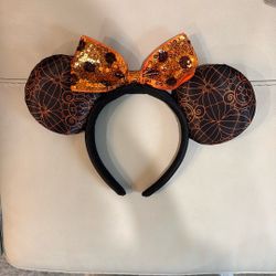 Disney Parks Halloween Orange & Black Minnie Ears