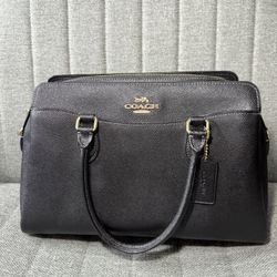 Black Leather Bag With Gold Hardwear Coach Work Bag 