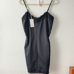 Candie's Little Black Dress Satin Midi Slip Dress XS