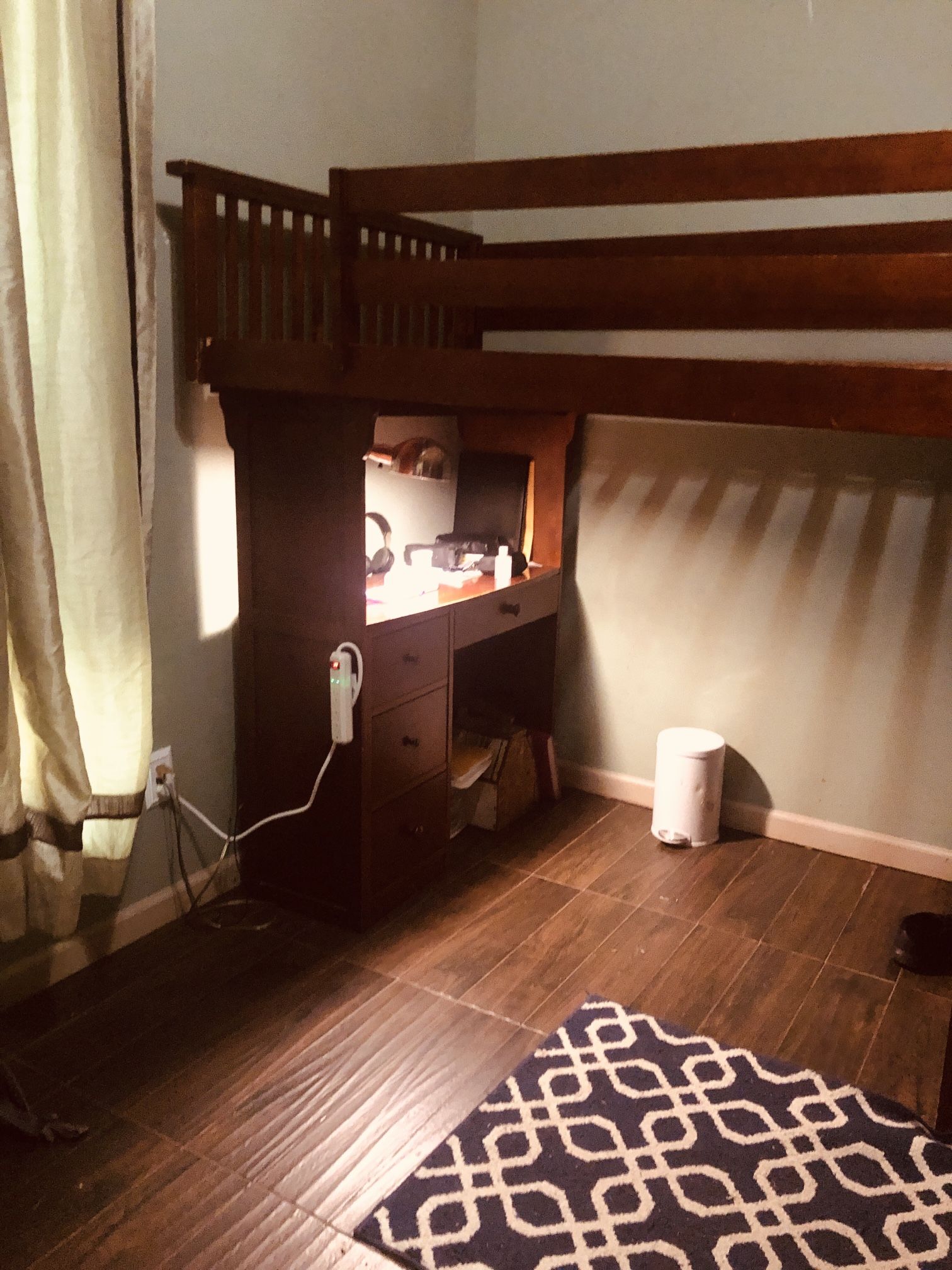 Real Wood Twin Bed On Top With Desk And Drawer On Tope Really Good And Steadily