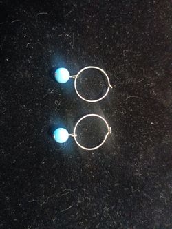 Sterling Silver Hoop Earrings With Turquoise 