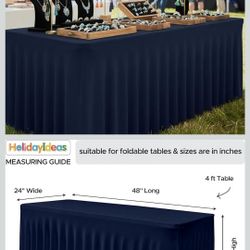 HolidayIdeas Spandex Table Skirts for Rectangle Tables 4 Ft, Fitted Stretch Table Cover 24x48 Inch, Wrinkle-Free Ruffle Design Tablecloths for Banquet