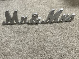 Silver Glittery Mr. & Mrs. Wood Sign