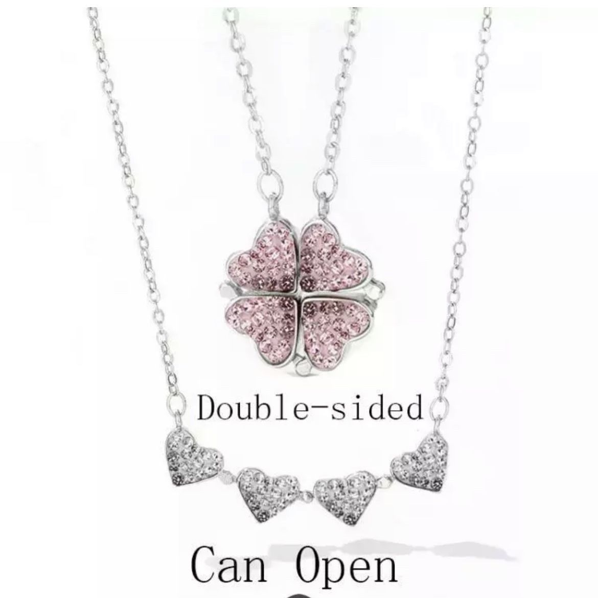 Clover Heart Charm Necklace Pendant 4 In One Style