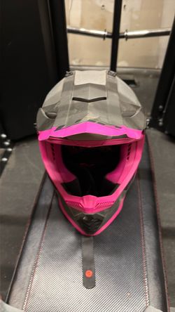Motocross Helmet Gray and Pink