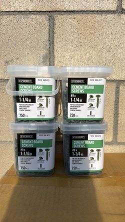New Everbilt 1-1/4”Cement Board Screw 750 per box.  Concrete Board screws
