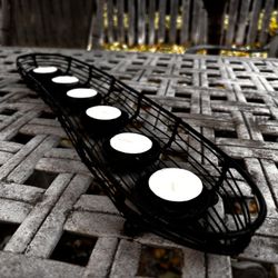 Gift Idea! 18” Metal Tealight Candle Holder – Modern Black Centerpiece
