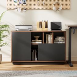 39"W - Modern File Storage Cabinet With Drawer, Adjustable Shelves And Open Storage For Home Office