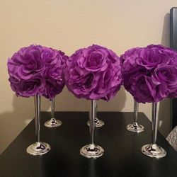 Rose Ball Silver Plastic Table Centerpieces Decor