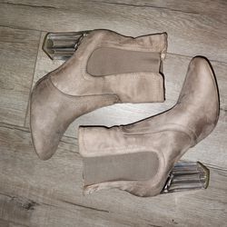 Nude Bootie With Clear Heel