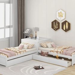 L Shaped Twin Bed With Table