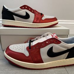 Trophy Room x Air Jordan 1 Retro Low OG SP Rookie Card Away FN3727-100 Sail Black Varsity Red Muslin Size 12 Shoes New w/ Box 