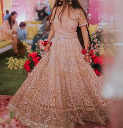 Gold Sequin Bridal Lehenga Gown