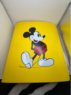 Walt Disney Mickey Mouse 3 Ring Binder Vintage Yellow Dasco Retro