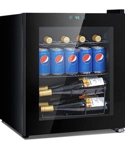 ICEJUNGLE Mini Beer Fridge Digital Touch Screen Wine and Beverage Cooler, 14 Bottles Desk Refrigerator Cellar with Glass Door for Wine, Champagne-Chil
