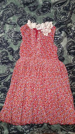 Girl red dress with flowers size 10