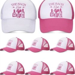 The Bride & The Bach Hat for Women Bachelorette Party Hats -7 Pink- 1 White.
