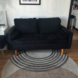 Small Black Velvet Loveseat