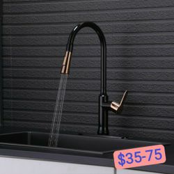  Pull Down Single Handle Kitchen Faucet with Accessories (Part number: YYT078BL-D）