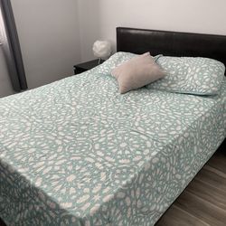 Black dresser, nightstand set and Queen-side bed