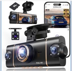 New-4 Channel 360° Dash Cam Front Rear Inside & Left Right, 4K+1080P*3 FHD Car Camera, 5GHz WiFi & App Control, 8 IR Lamps Night Vision, 24H Parking M