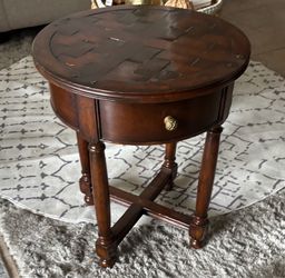 Brown Wooden Side Table with drawer