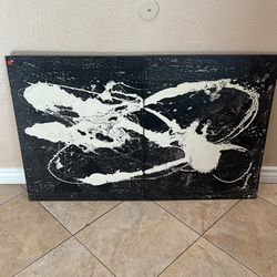 Black Cream Abstract Canvas