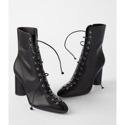 Zara New! Lace Up Leather Boots