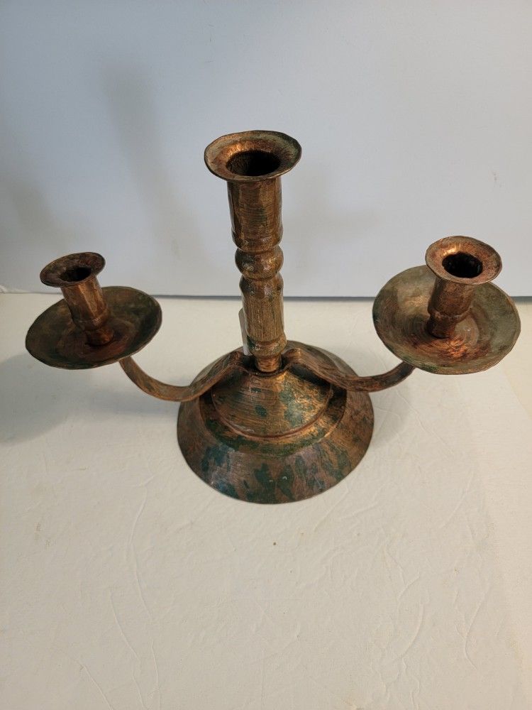 Antique Copper Candlestick Candelabra