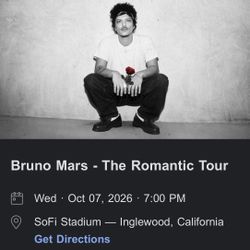 Bruno Mars | Oct 7 | Sofi Stadium | VIP section